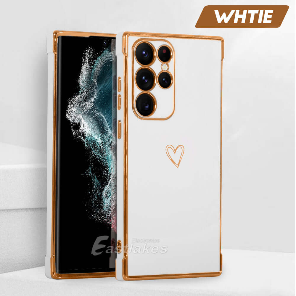 Cute Girly Heart Metallic Silicone Shockproof Case For Samsung Galaxy